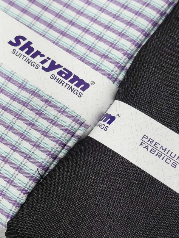 Shriyam_Multicolor_Poly_Cotton_Checkered_Shirt_And_Trouser_Fabric_For_Men