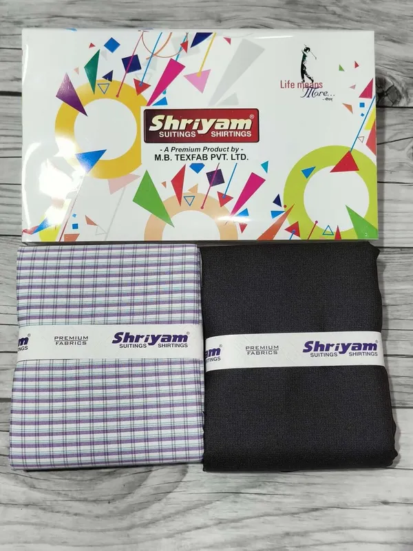 Shriyam_Multicolor_Poly_Cotton_Checkered_Shirt_And_Trouser_Fabric_For_Men