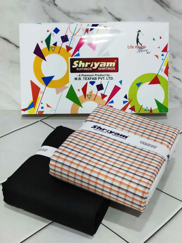 Shriyam_Multicolor_Poly_Cotton_Checkered_Shirt_And_Trouser_Fabric_For_Men