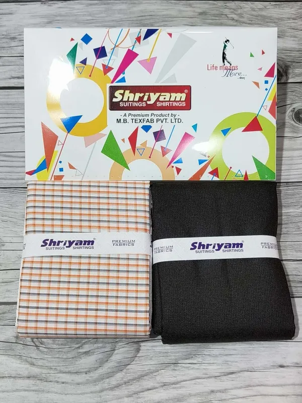 Shriyam_Multicolor_Poly_Cotton_Checkered_Shirt_And_Trouser_Fabric_For_Men