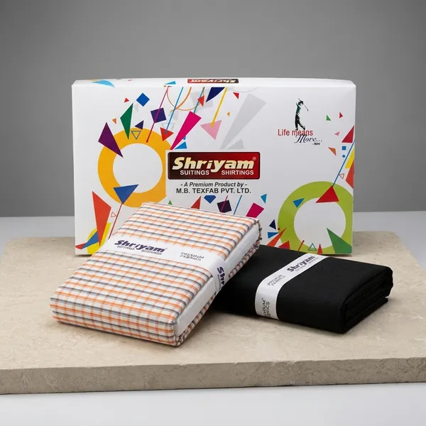 Shriyam_Multicolor_Poly_Cotton_Checkered_Shirt_And_Trouser_Fabric_For_Men