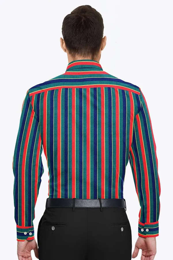 Red_And_Green_Cotton_Blend_Striped_Shirt_Formen