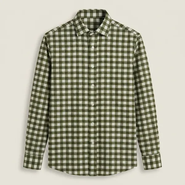 White_And_Green_Cotton_Blend_Checkered_Shirt_Formen