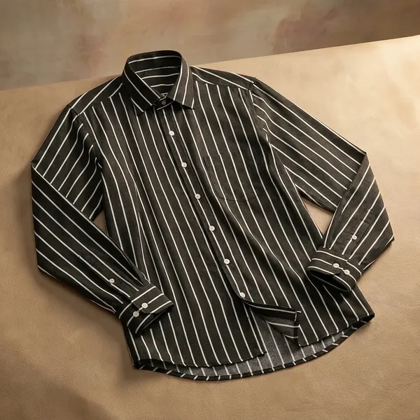 Black_And_White_Cotton_Blend_Striped_Shirt_Formen