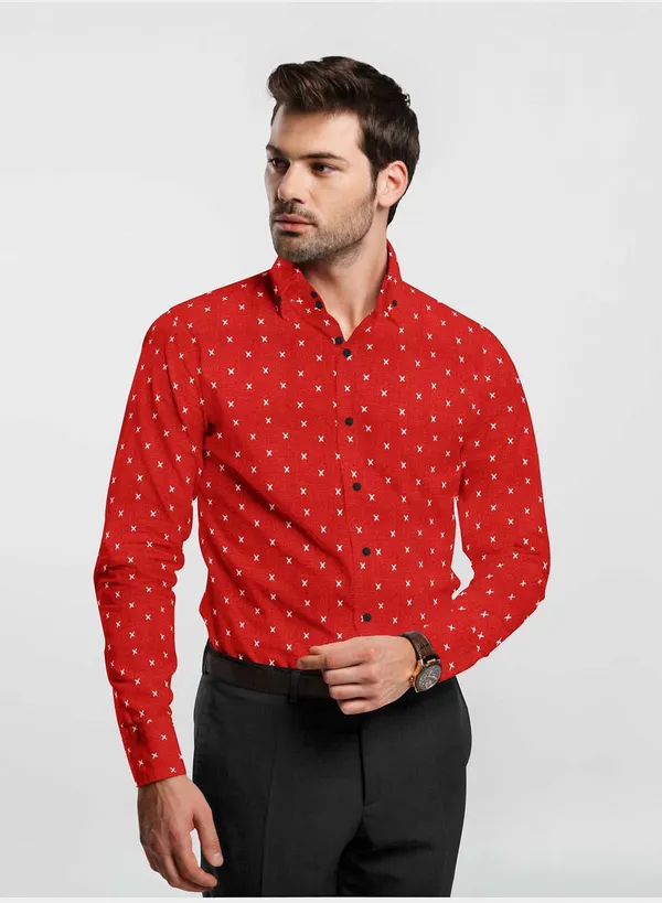 Red_Cotton_Blend_Graphic_Print_Shirt_Formen
