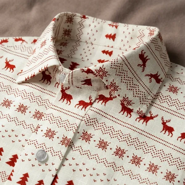 White_And_Red_Cotton_Blend_Digital_Print_Shirt_Formen