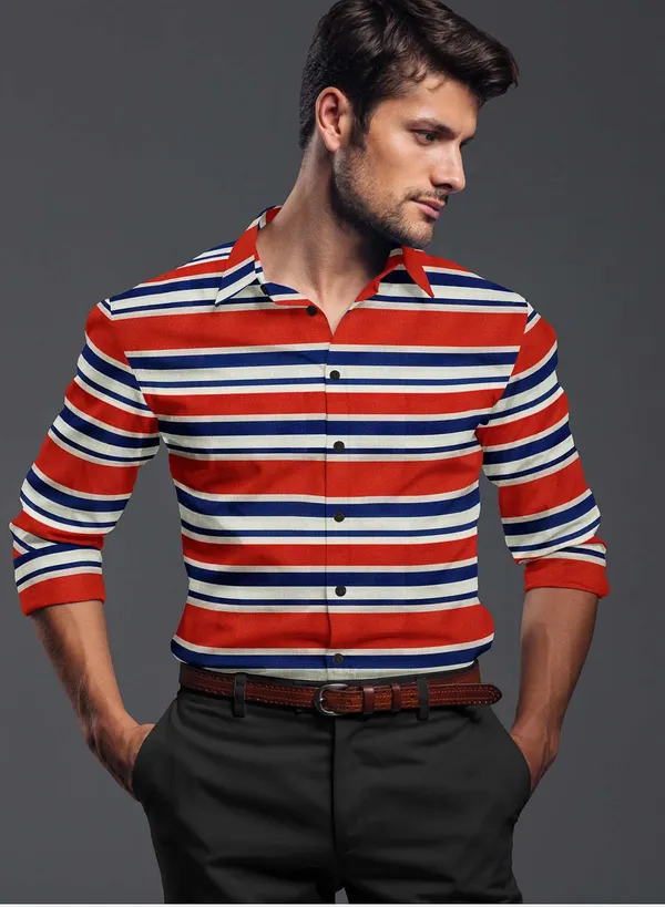 Red_And_White_And_Dark_Blue_Cotton_Blend_Striped_Shirt_Formen