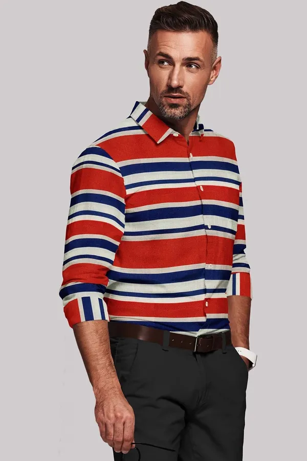 Red_And_White_And_Dark_Blue_Cotton_Blend_Striped_Shirt_Formen