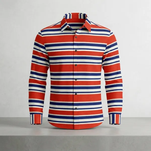 Red_And_White_And_Dark_Blue_Cotton_Blend_Striped_Shirt_Formen