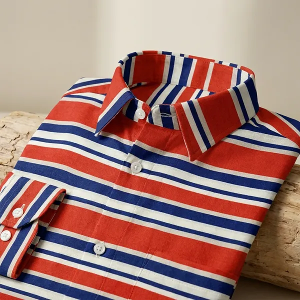 Red_And_White_And_Dark_Blue_Cotton_Blend_Striped_Shirt_Formen
