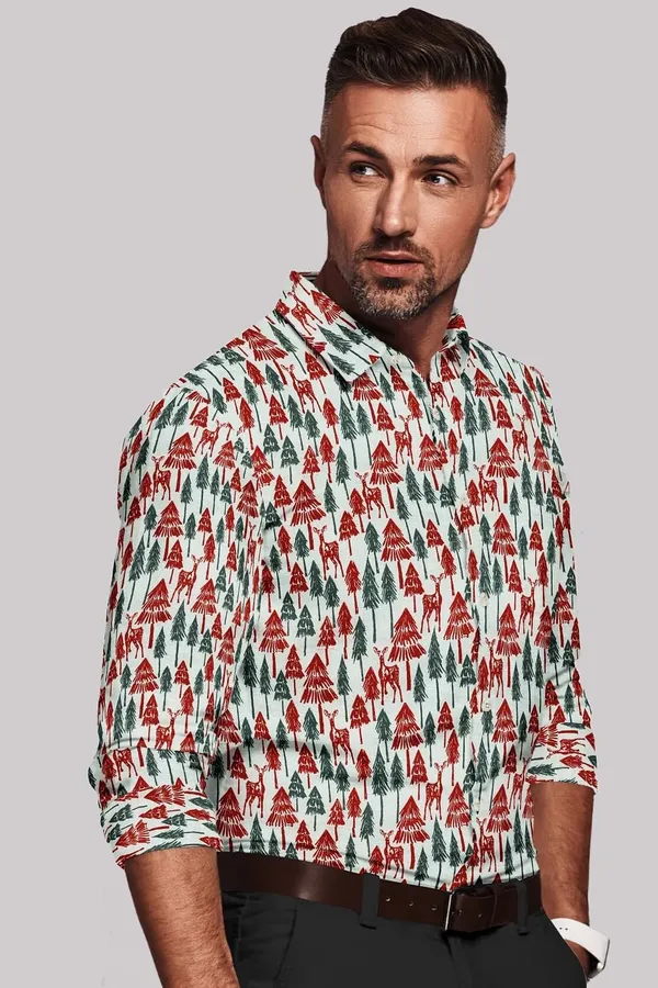 Green_And_Maroon_And_Light_Green_Cotton_Blend_Digital_Print_Shirt_Formen