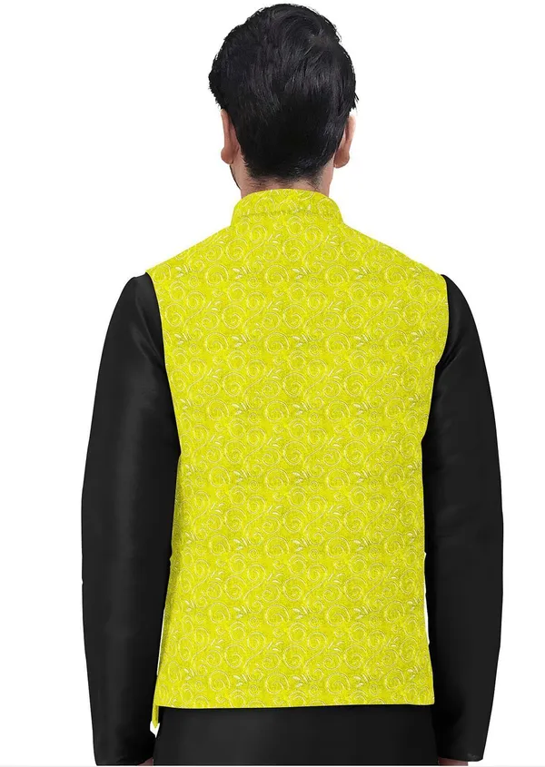 Yellow_Jacquard_Printed_Waistcoat_For_Men
