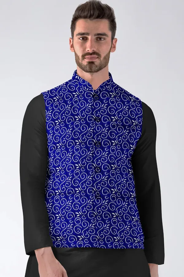 Blue_Jacquard_Printed_Waistcoat_For_Men