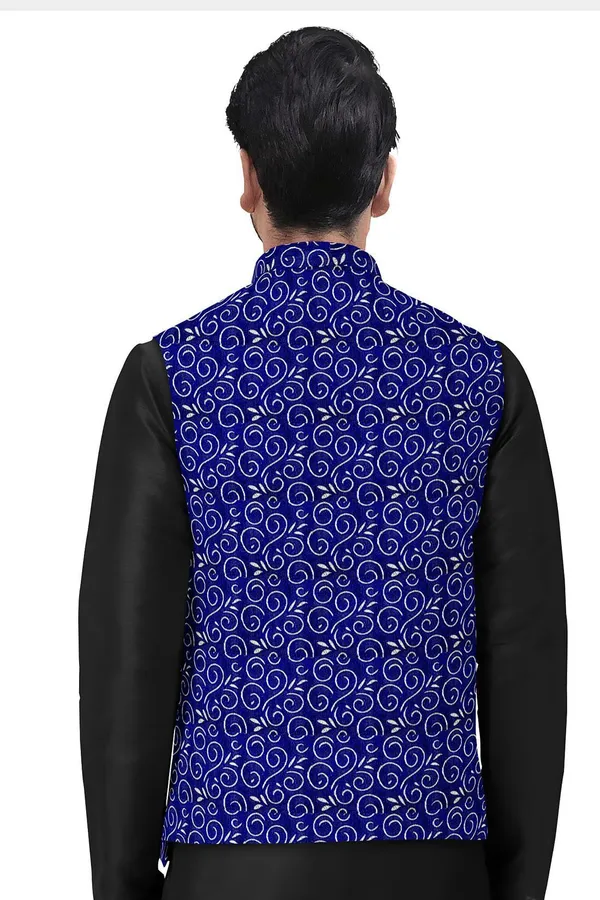 Blue_Jacquard_Printed_Waistcoat_For_Men