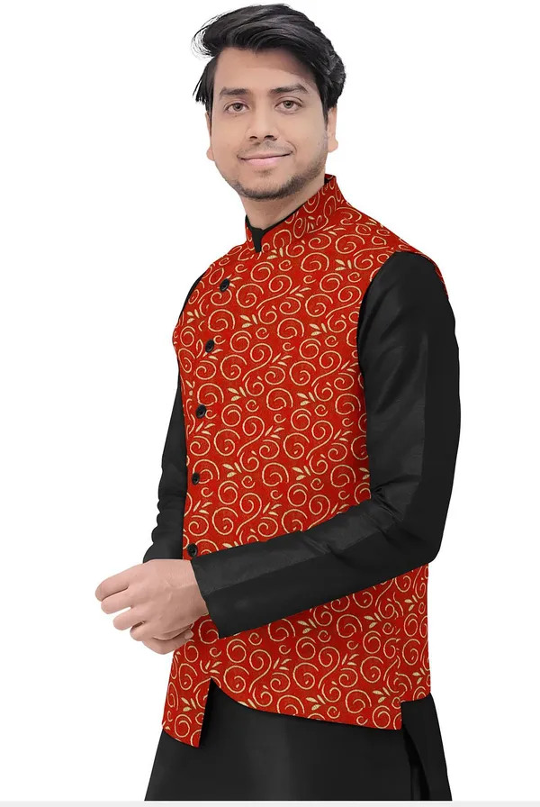 Red_Jacquard_Printed_Waistcoat_For_Men