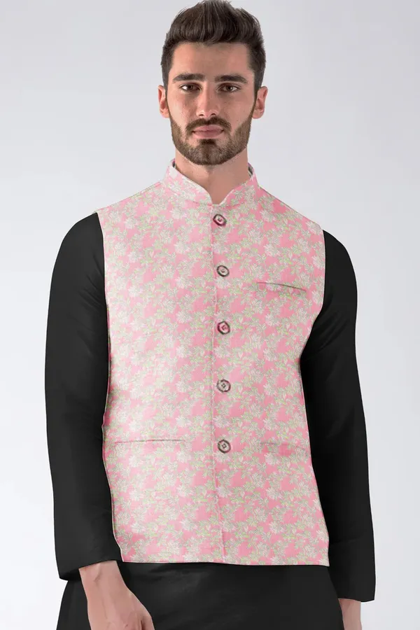 Pink_Jacquard_Printed_Waistcoat_For_Men