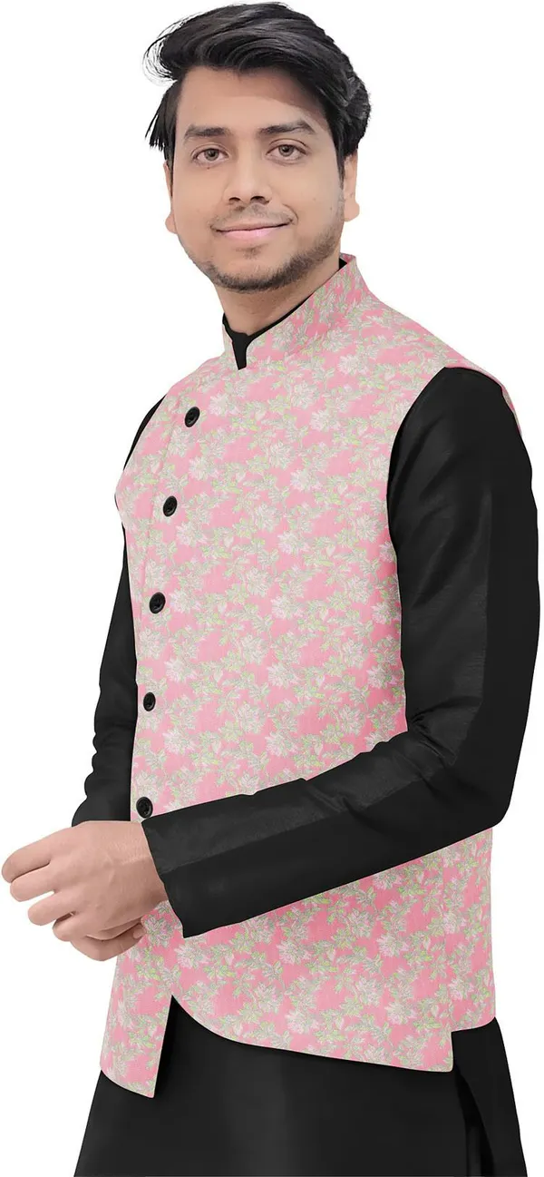 Pink_Jacquard_Printed_Waistcoat_For_Men