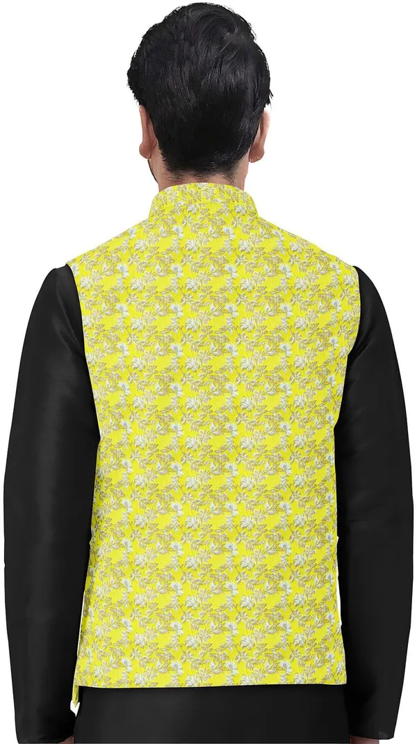 Yellow_Jacquard_Printed_Waistcoat_For_Men