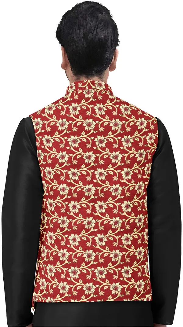 Red_Jacquard_Printed_Waistcoat_For_Men