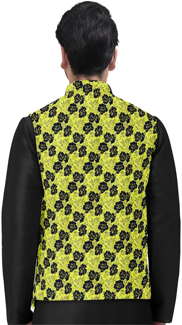 Yellow_Jacquard_Printed_Waistcoat_For_Men
