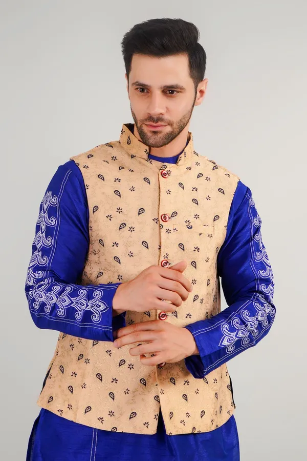 Beige_Jacquard_Printed_Waistcoat_For_Men