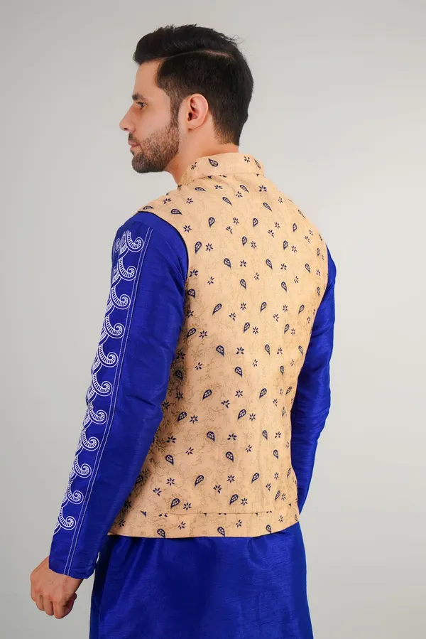 Beige_Jacquard_Printed_Waistcoat_For_Men