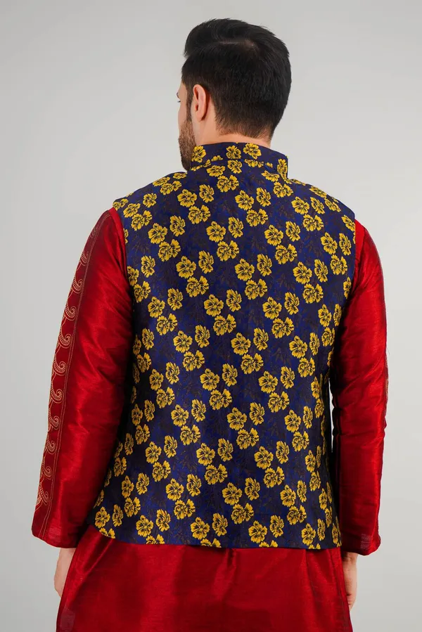 Blue_Jacquard_Printed_Waistcoat_For_Men