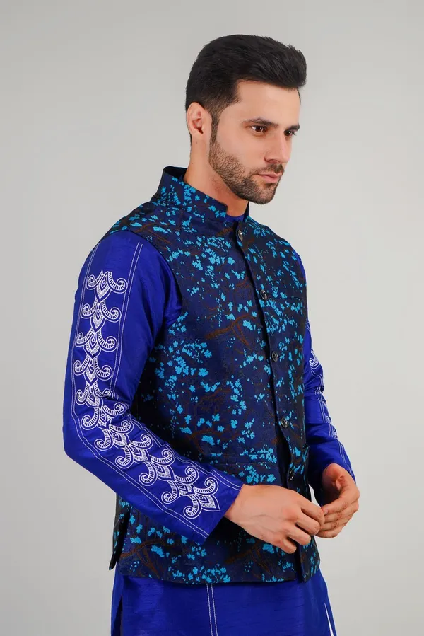 Blue_Jacquard_Printed_Waistcoat_For_Men