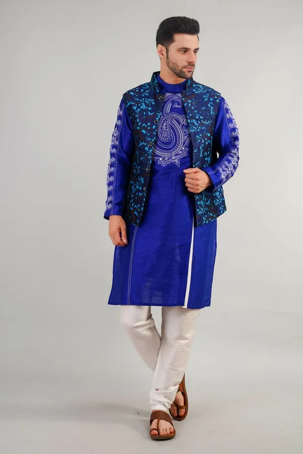 Blue_Jacquard_Printed_Waistcoat_For_Men