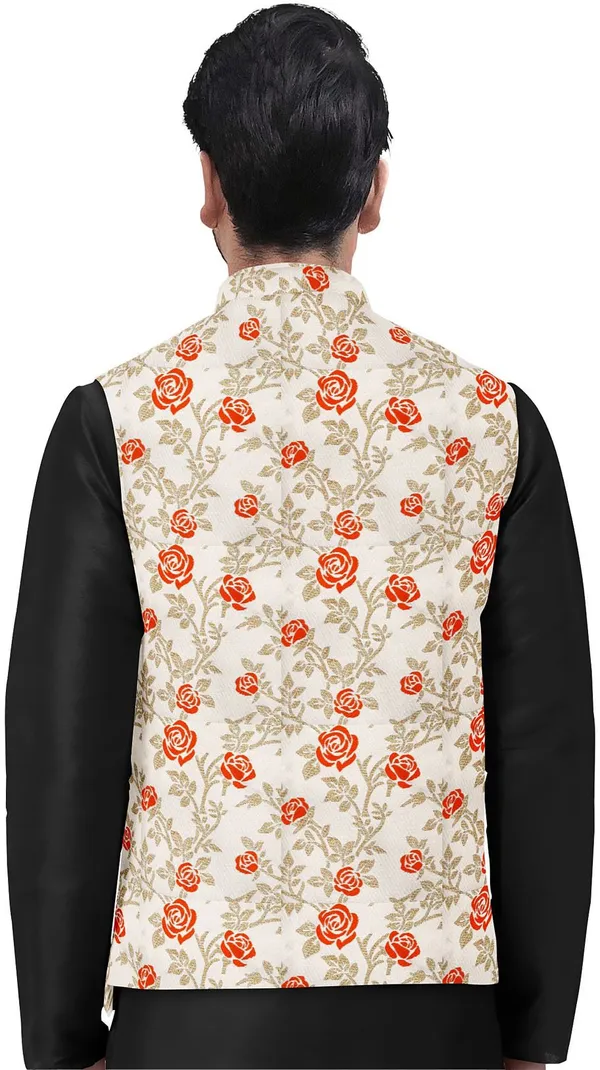 Orange_Jacquard_Printed_Waistcoat_For_Men