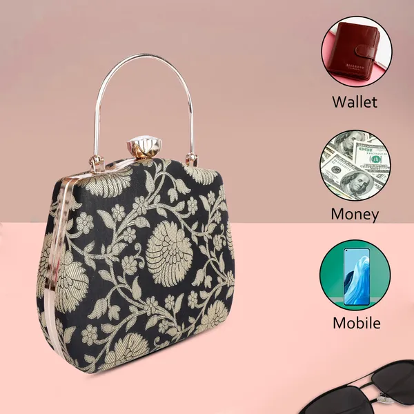 Black_And_Golden_Banarasi_Jacquard_Clutch_Bag_For_Women