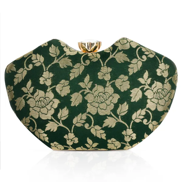 Green_And_White_And_Gold_Banarasi_Jacquard_Clutch_Bag_For_Women_Pack_Of_2