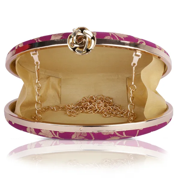 Pink_Banarasi_Jacquard_Clutch_Bag_For_Women