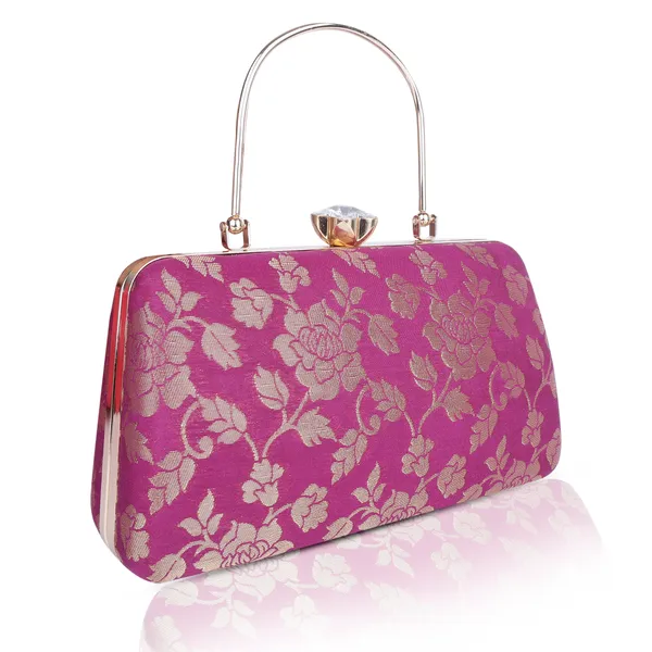 Pink_Banarasi_Jacquard_Clutch_Bag_For_Women