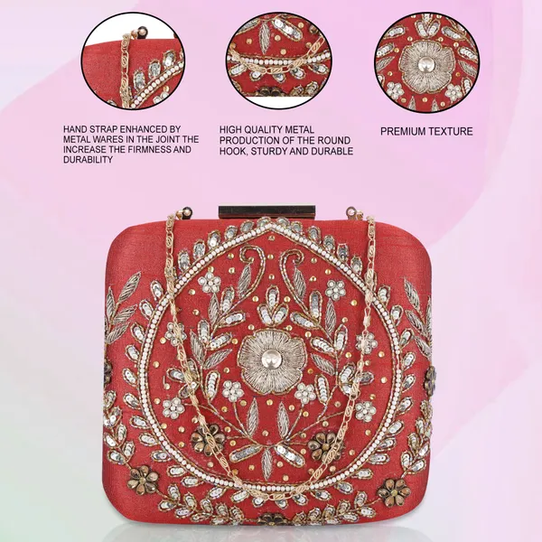Red_Raw_Silk_Clutch_Bag_For_Women