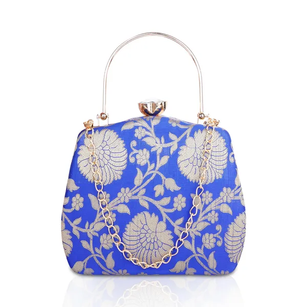 Royal_Blue_Banarasi_Jacquard_Clutch_Bag_For_Women