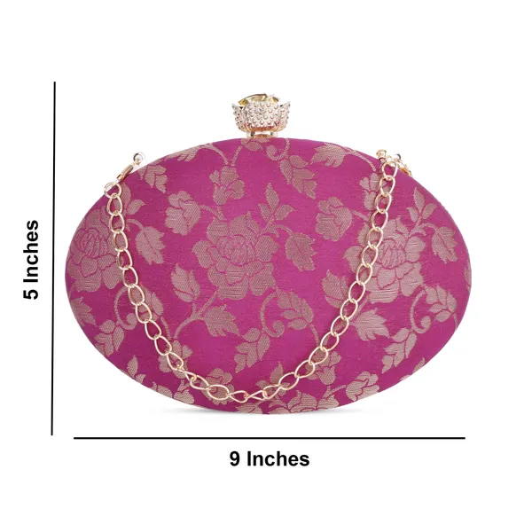 Pink_Banarasi_Jacquard_Clutch_Bag_For_Women