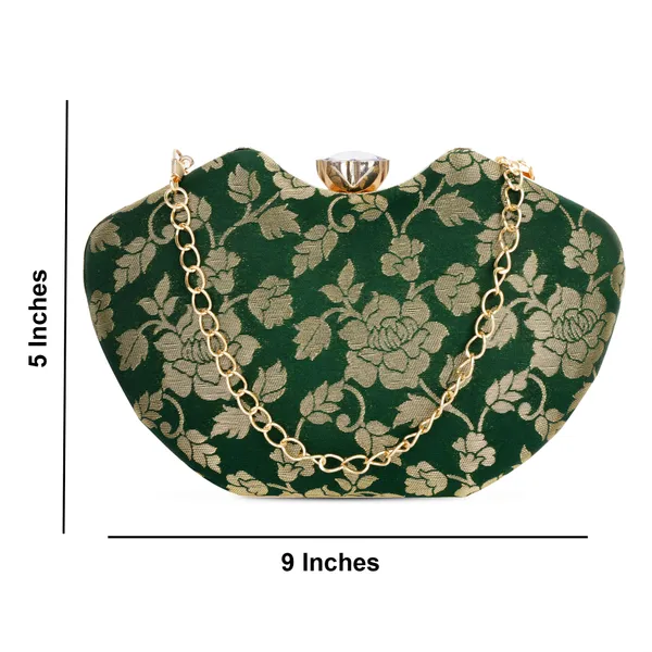 Green_And_White_And_Gold_Banarasi_Jacquard_Clutch_Bag_For_Women_Pack_Of_2