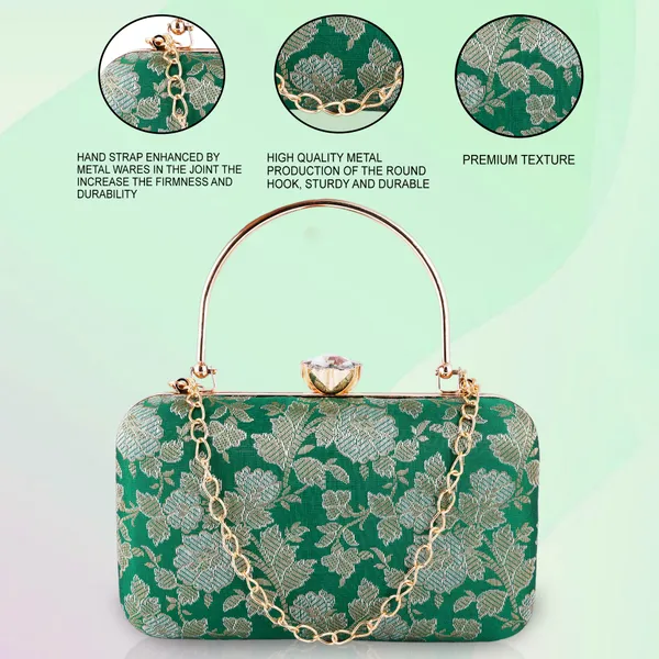 Green_Banarasi_Jacquard_Clutch_Bag_For_Women