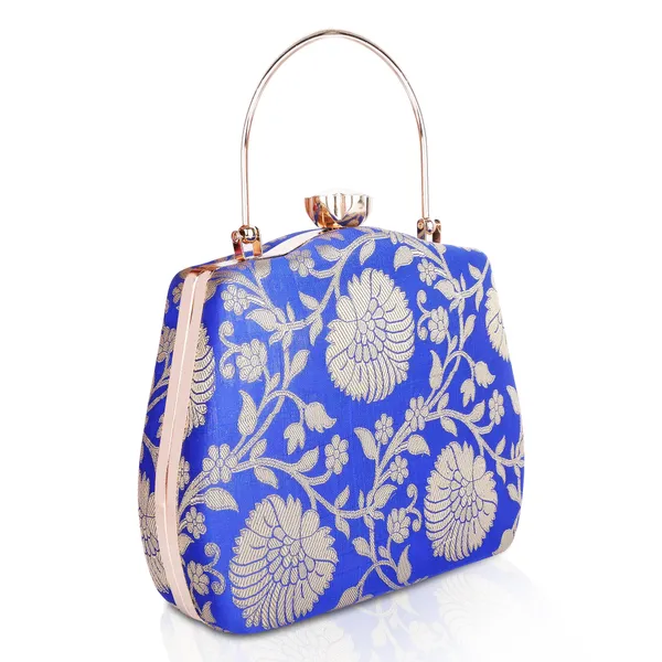 Royal_Blue_Banarasi_Jacquard_Clutch_Bag_For_Women
