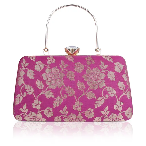 Pink_Banarasi_Jacquard_Clutch_Bag_For_Women