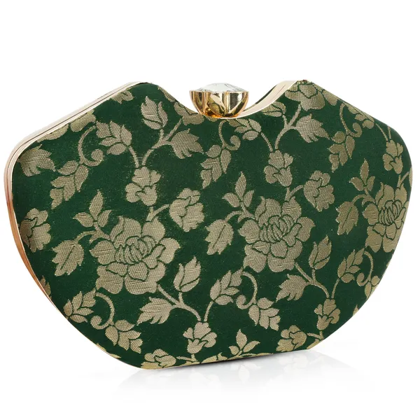 Green_And_White_And_Gold_Banarasi_Jacquard_Clutch_Bag_For_Women_Pack_Of_2