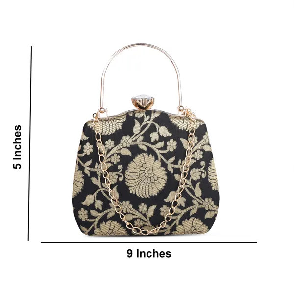 Black_And_Golden_Banarasi_Jacquard_Clutch_Bag_For_Women