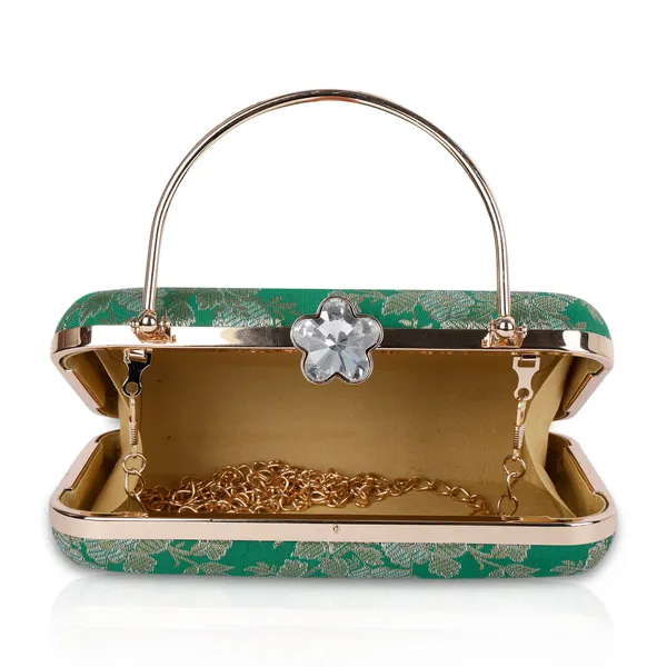 Green_Banarasi_Jacquard_Clutch_Bag_For_Women
