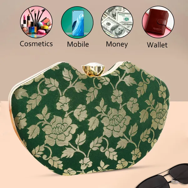 Green_And_White_And_Gold_Banarasi_Jacquard_Clutch_Bag_For_Women_Pack_Of_2