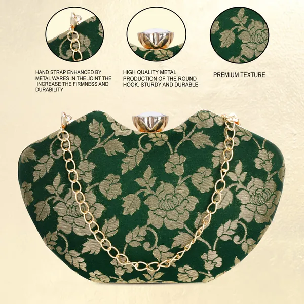 Green_And_White_And_Gold_Banarasi_Jacquard_Clutch_Bag_For_Women_Pack_Of_2