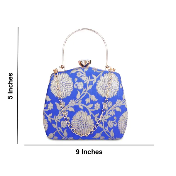 Royal_Blue_Banarasi_Jacquard_Clutch_Bag_For_Women