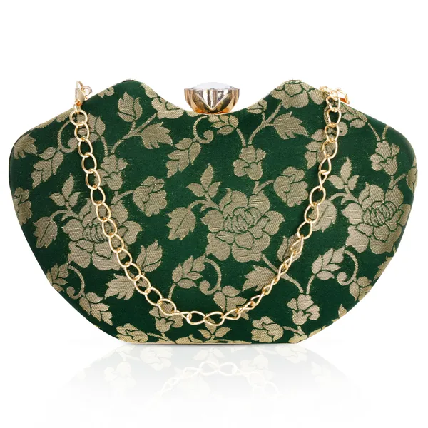 Green_And_White_And_Gold_Banarasi_Jacquard_Clutch_Bag_For_Women_Pack_Of_2