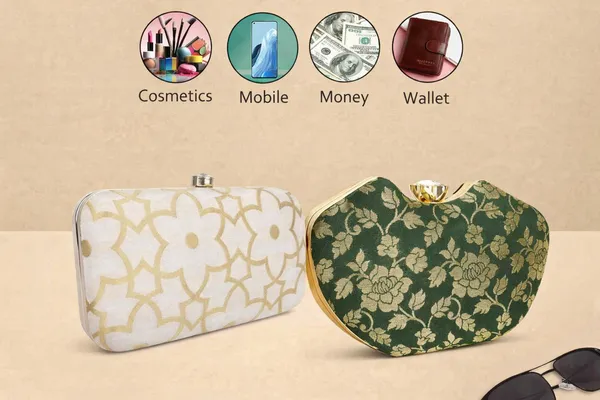 Green_And_White_And_Gold_Banarasi_Jacquard_Clutch_Bag_For_Women_Pack_Of_2