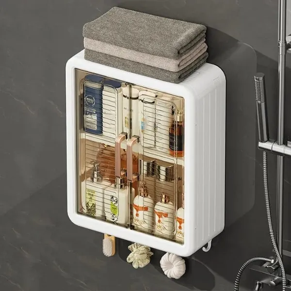 White_Premium_Plastic_Wall_Mounted_Cabinet_With_Doors_Organiser_Without_Drill_Hooks_Shelves_Hanging_Storage_Rack_For_Kitchen_And_Bathroom